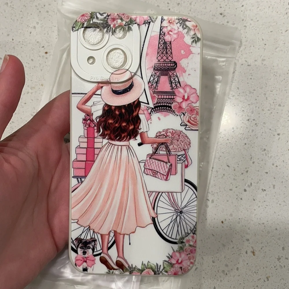 Paris Girl with Dog Silicone iPhone 14 Case NEW
